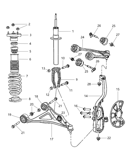 2008 Chrysler 300 Mount-STRUT Diagram for 4895414AD