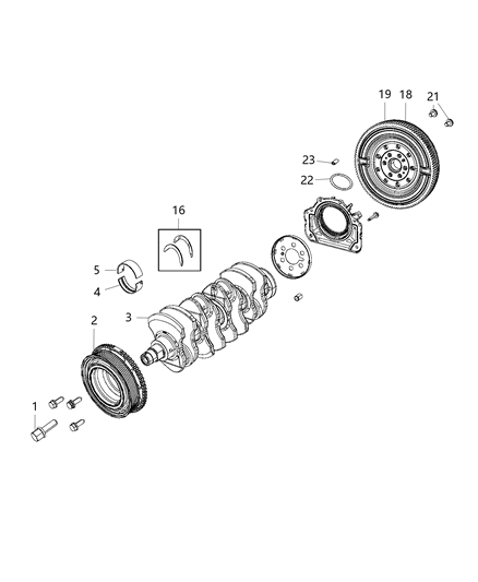 2020 Jeep Renegade Crankshaft , Crankshaft Bearings , Damper And Flywheel And Flex Plate Diagram 3