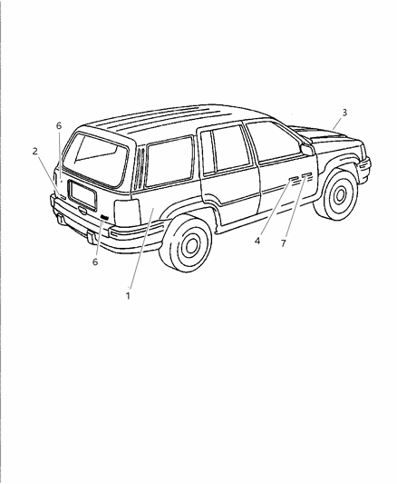 1998 Jeep Grand Cherokee Nameplate Diagram for 5GJ89CA1AA