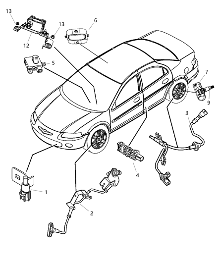 2007 Chrysler Sebring Sensors - Body Diagram