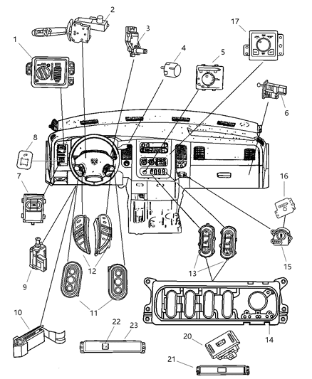 2007 Dodge Ram 2500 Switches - Instrument Panel Diagram