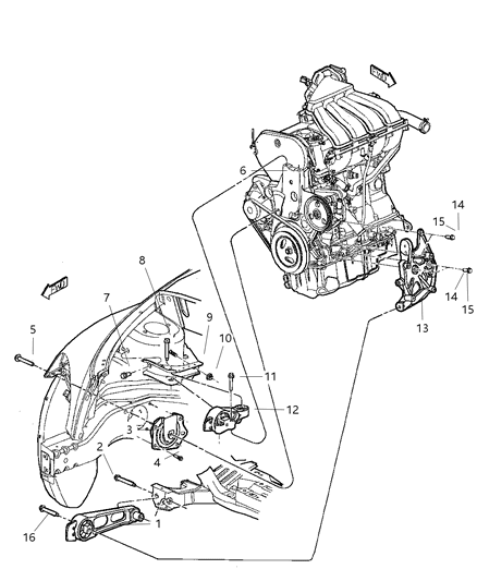 2004 Chrysler PT Cruiser Bracket-Transmission Mount Diagram for 5274903AB