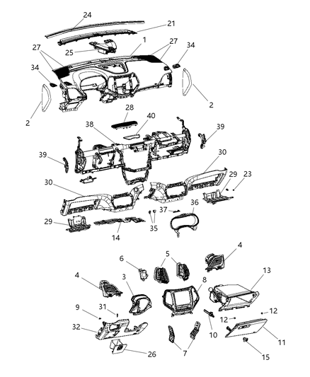 2016 Jeep Cherokee Cover-Steering Column Opening Diagram for 5YP07LC5AB