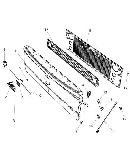 2016 Ram 3500 Pickup Tailgate Diagram