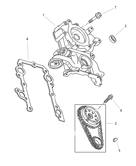 2003 Dodge Ram 3500 Cover-Timing Case Diagram for 53020971AE