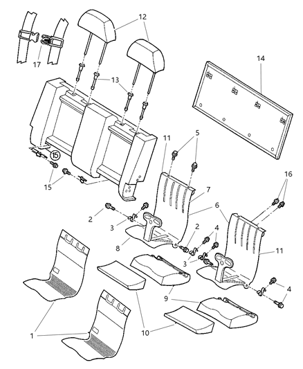 1999 Dodge Caravan Rear Seat - Child Seat - Reclining Diagram