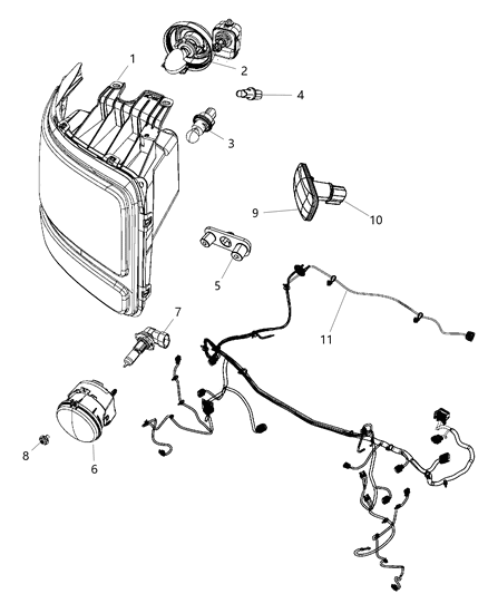 2009 Dodge Nitro Lamps, Front Diagram