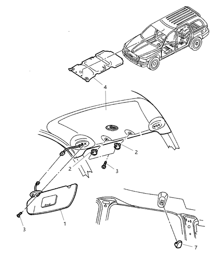 2002 Dodge Durango Headliner Diagram for 5HB86TL2AB