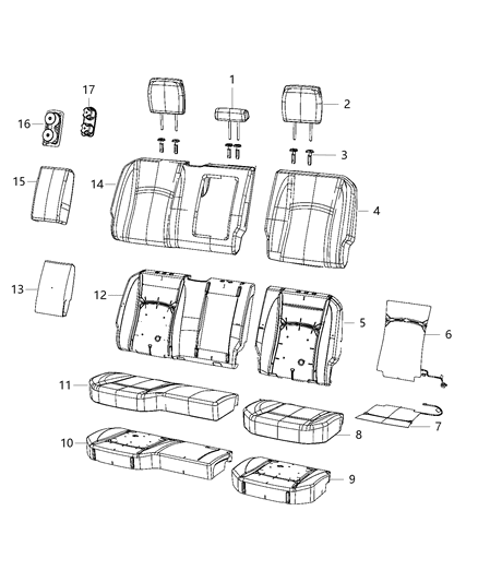 2019 Ram 5500 Rear Seat, Split Seat Diagram