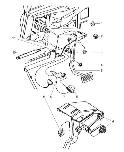 2001 Chrysler Prowler Pedal, Brake Diagram