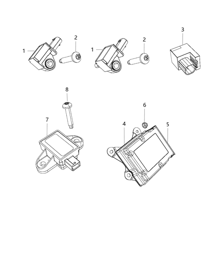 2020 Chrysler Voyager Air Bag Modules Impact Sensor & Clock Springs Diagram