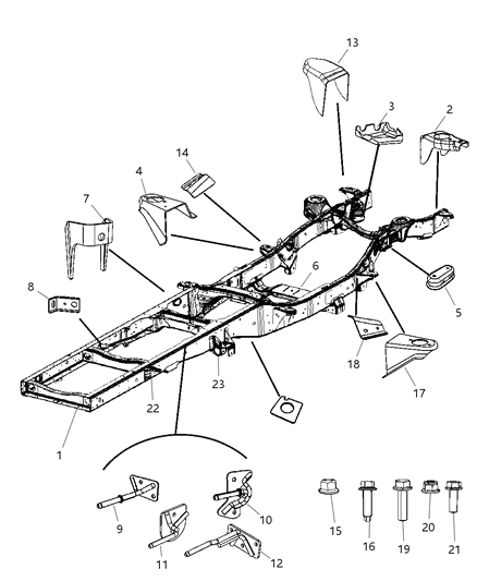 2010 Dodge Ram 3500 Cab Chassis Frame, Complete Diagram