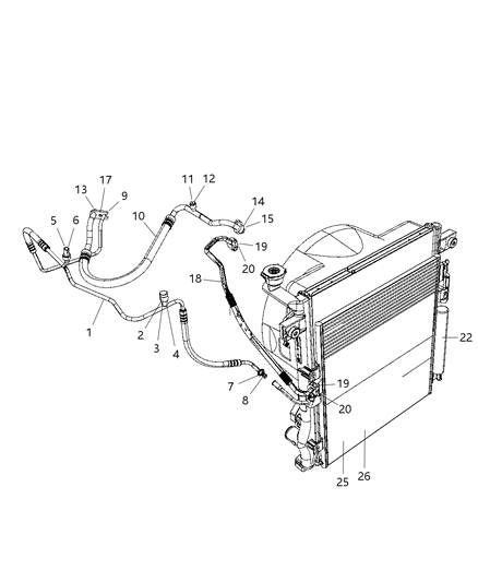 2009 Jeep Liberty Cooler-CONDENSER And Trans Cooler Diagram for 68033237AB