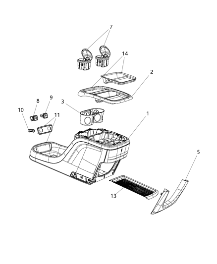 2017 Chrysler Pacifica Floor Console Front Diagram 3