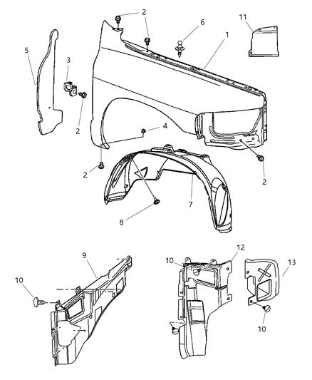 2004 Dodge Ram 2500 Shield-WHEELHOUSE Diagram for 55275834AD