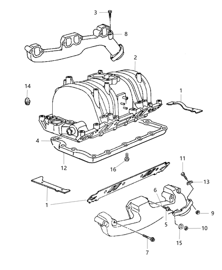 1998 Dodge Durango Manifold - Intake & Exhaust Diagram 3