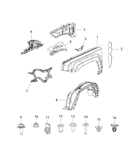 2014 Jeep Patriot Front Fender Diagram