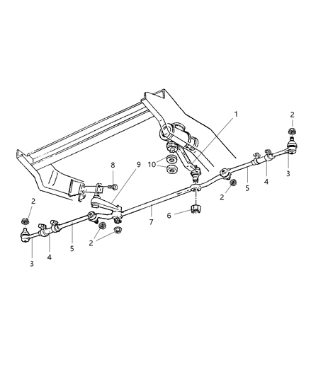 2002 Dodge Ram 2500 Quad & Club Cab Linkage, Steering Diagram 1