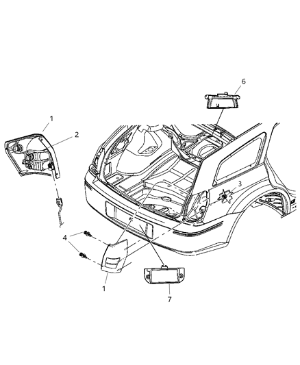 2007 Dodge Magnum Lamps - Rear Diagram