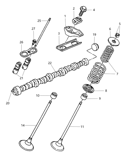 1998 Dodge Viper Rocker Arm Pivot Diagram for 5245336