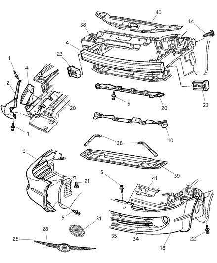 1999 Dodge Intrepid Fascia, Front Diagram