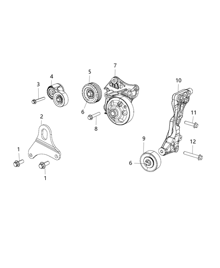 2018 Jeep Wrangler JK (Previous-generation) Pulley & Related Parts Diagram 1