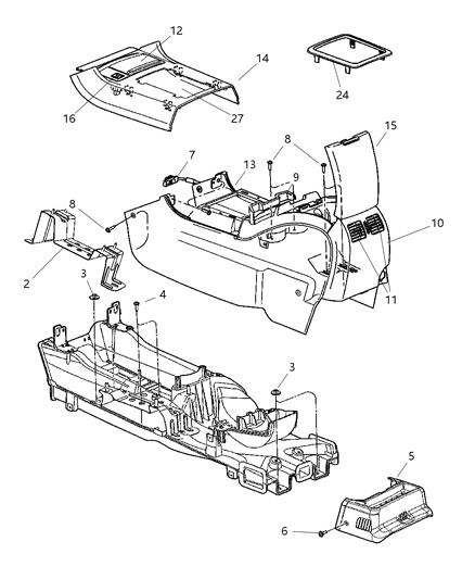 2007 Chrysler Pacifica Floor Console Diagram 1