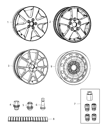 2011 Dodge Journey Aluminum Wheel Diagram for 1EK85PAKAB