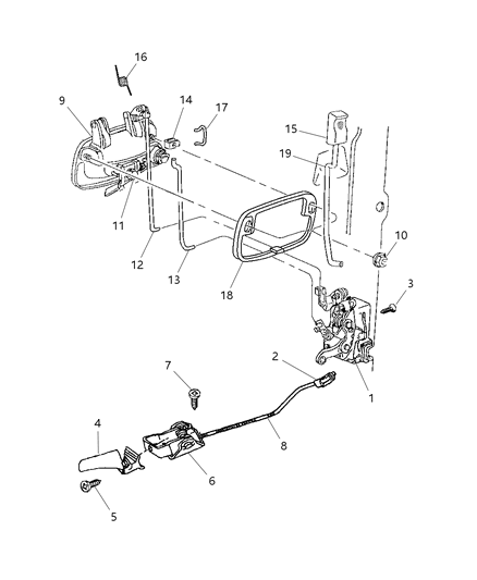 2002 Dodge Ram 2500 Door, Front Lock & Controls Diagram