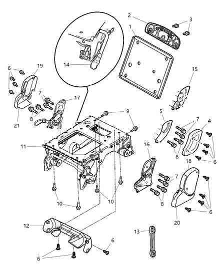 2003 Chrysler Town & Country RECLINER-Seat Back Diagram for 5019505AA