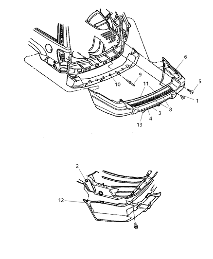 2004 Jeep Grand Cherokee Rear Bumper Cover Diagram for 5012936AB