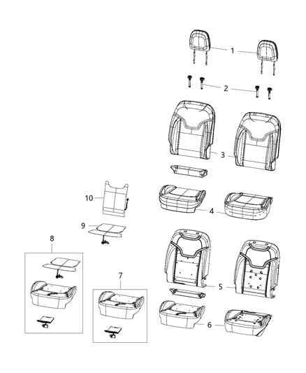 2018 Jeep Compass Seat Cushion Foam Diagram for 68272264AA