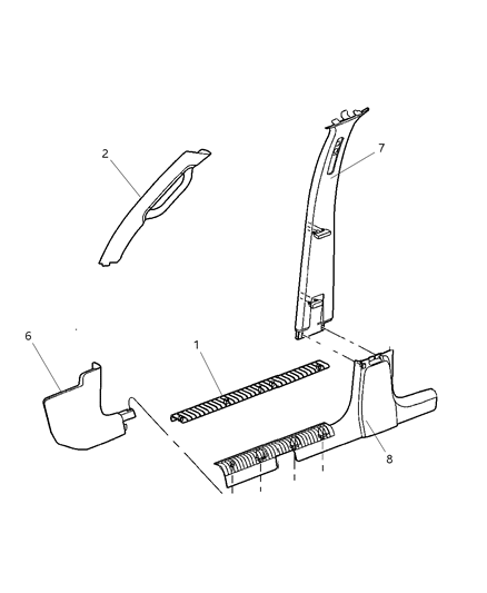 2004 Jeep Liberty Panel-COWL Side Trim Diagram for 5GE67WL5AI