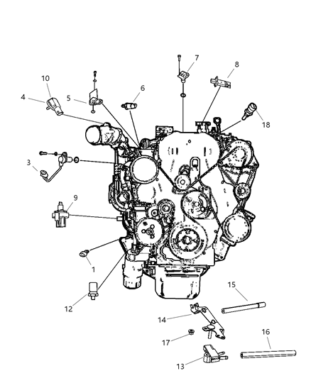 2007 Jeep Wrangler Sensors - Engine Diagram 1