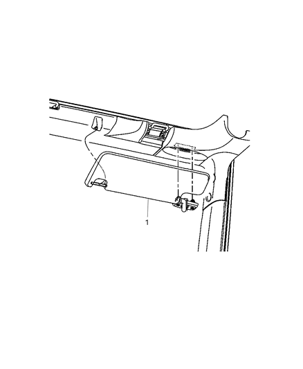 2009 Jeep Wrangler Visor Diagram for 1MK34XDVAA