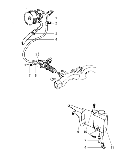 1997 Dodge Dakota Power Steering Hoses Diagram 1