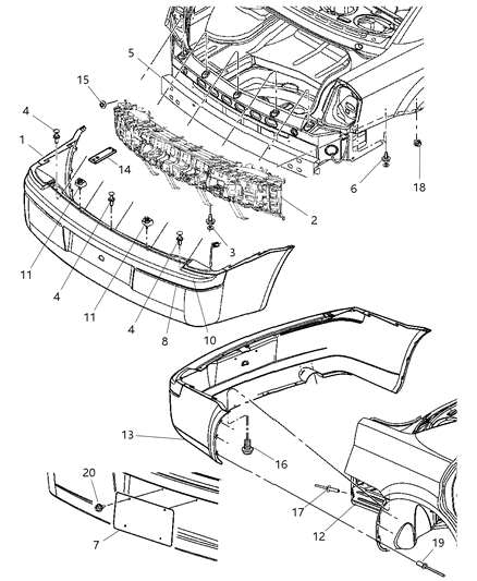 2008 Dodge Charger Fascia, Rear Diagram