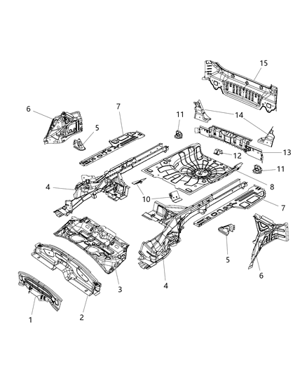 2016 Chrysler 200 Pan-Center Floor Diagram for 68164232AB