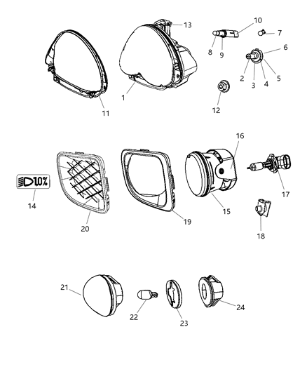 2009 Chrysler PT Cruiser Headlamp Bulb Diagram for L0009006XS