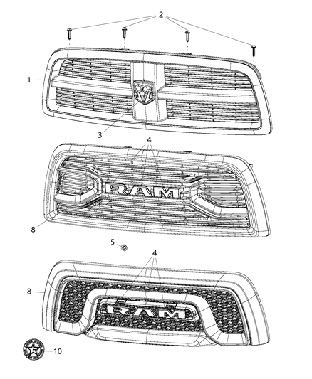 2018 Ram 2500 Grille-Radiator Diagram for 68204388AA