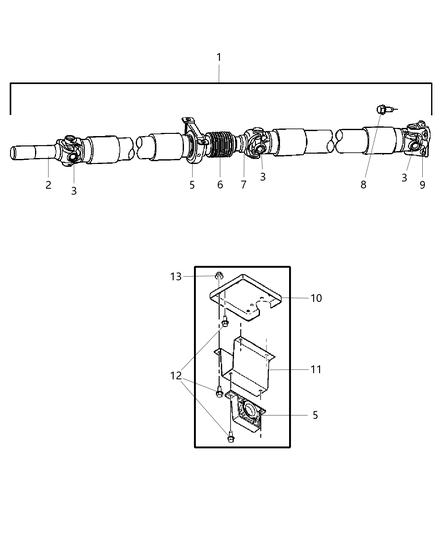 2005 Dodge Ram 2500 Rear Drive Shaft Assembly Replaces Diagram for 52853151AA