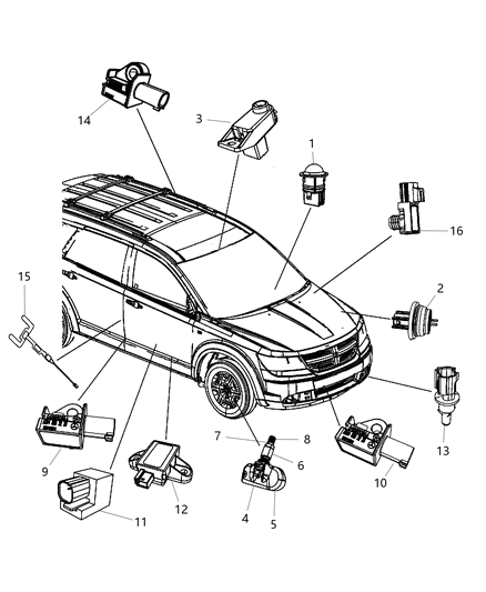 2011 Dodge Journey Sensors Body Diagram