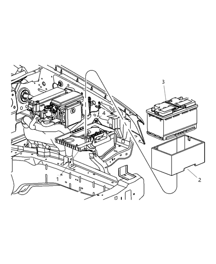 2010 Jeep Grand Cherokee Battery Tray & Support Diagram