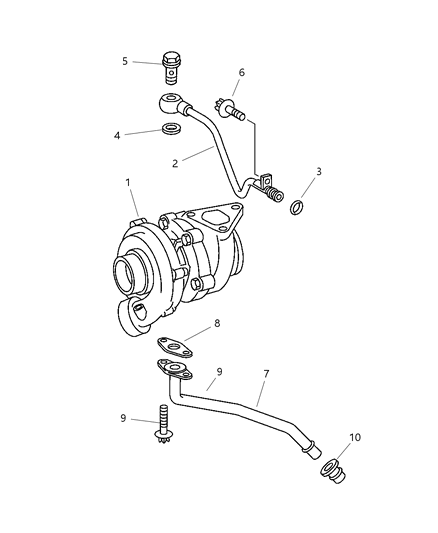 2003 Dodge Sprinter 3500 Tube-Turbo Oil Return Diagram for 5103983AA