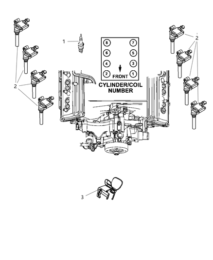 2009 Dodge Ram 1500 Spark Plugs, Ignition Coil, And Ignition Cables Diagram 2