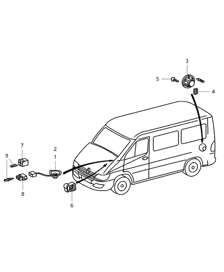 2003 Dodge Sprinter 3500 Speaker H Diagram for 5124409AA