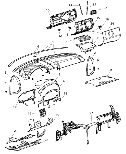 2006 Chrysler Crossfire REINFMNT-Instrument Cluster Diagram for 5161584AA