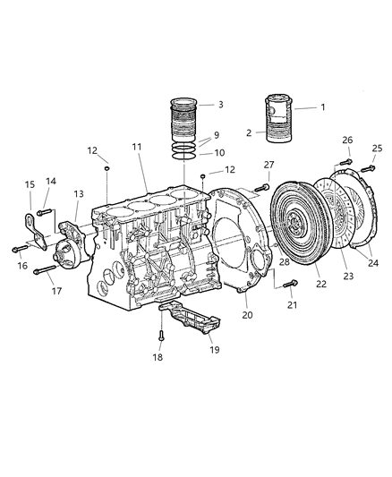 2003 Jeep Liberty Engine-3/4 Tested Diagram for 5096179AA