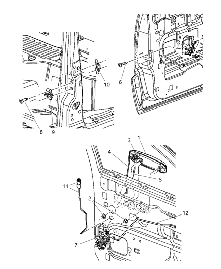 2007 Dodge Dakota Front Door Latch Diagram for 55359789AA