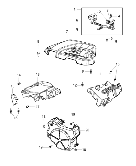 2021 Jeep Wrangler Bracket-Engine Cover Diagram for 68490216AA